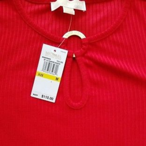 Michael Kors Ribbed Fit & Flare Keyhole Red Dress - Picture 4 of 4